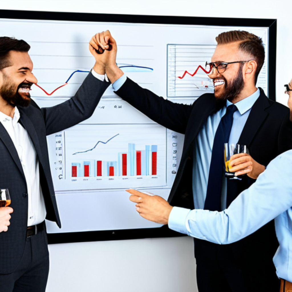 Startup Team Success**

"A diverse team of professionals celebrating a milestone in a bright, modern office. They are fully clothed in appropriate business attire, some raising glasses in a toast, others looking at a laptop displaying positive results. Background includes whiteboards with charts and graphs. perfect anatomy, correct proportions, natural pose, well-formed hands, proper finger count, natural body proportions, safe for work, appropriate content, fully clothed, professional, modest, family-friendly, high-quality, professional photography."

**