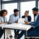 Home 22 시드 투자 기업의 성장 경로 분석 - A dynamic startup team in a modern office environment, diverse group of young professionals collabor...